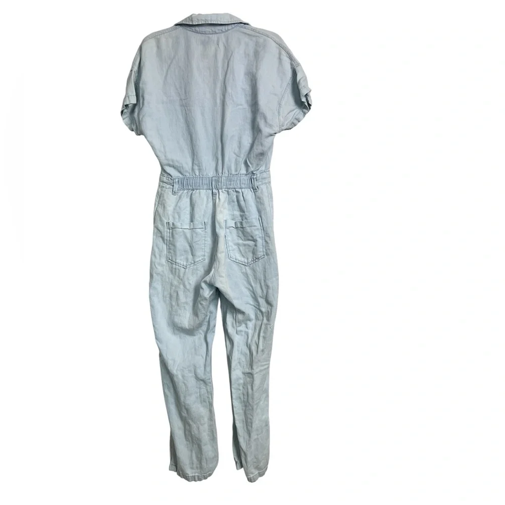 Zara Women’s Blue Denim Cotton‎ Linen Blend Jumpsuit Size Medium
